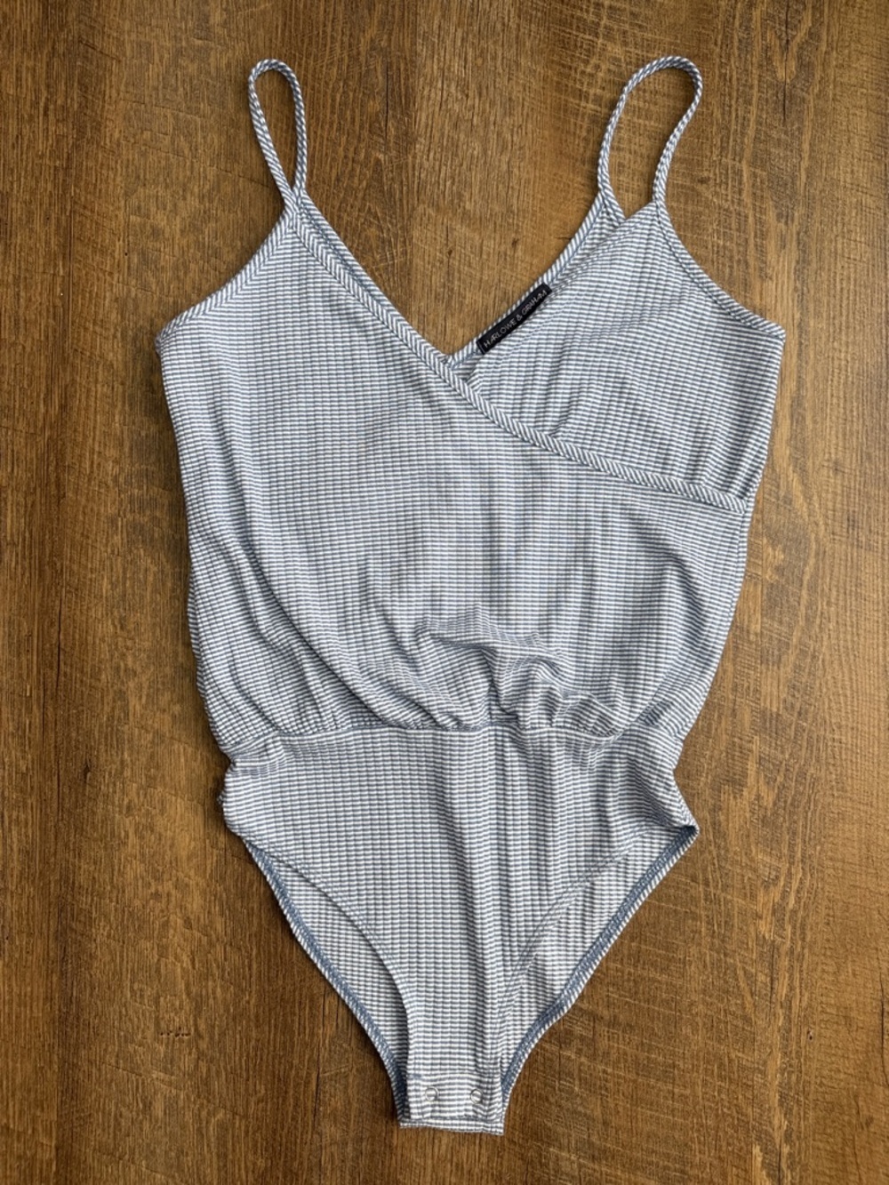 Harlowe & Graham Blue and White Striped Spaghetti Strap Bodysuit Size X-Small